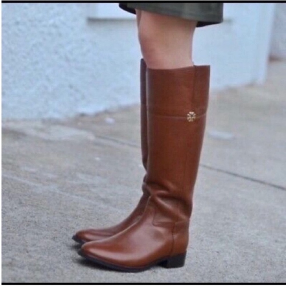 Tory Burch 'Jolie' Riding Knee-High Classic 
Brown Leather Boots Size 8.5